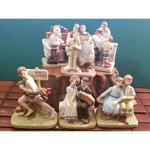 6 Vintage Norman Rockwell Porcelain Figurines Danbury Mint